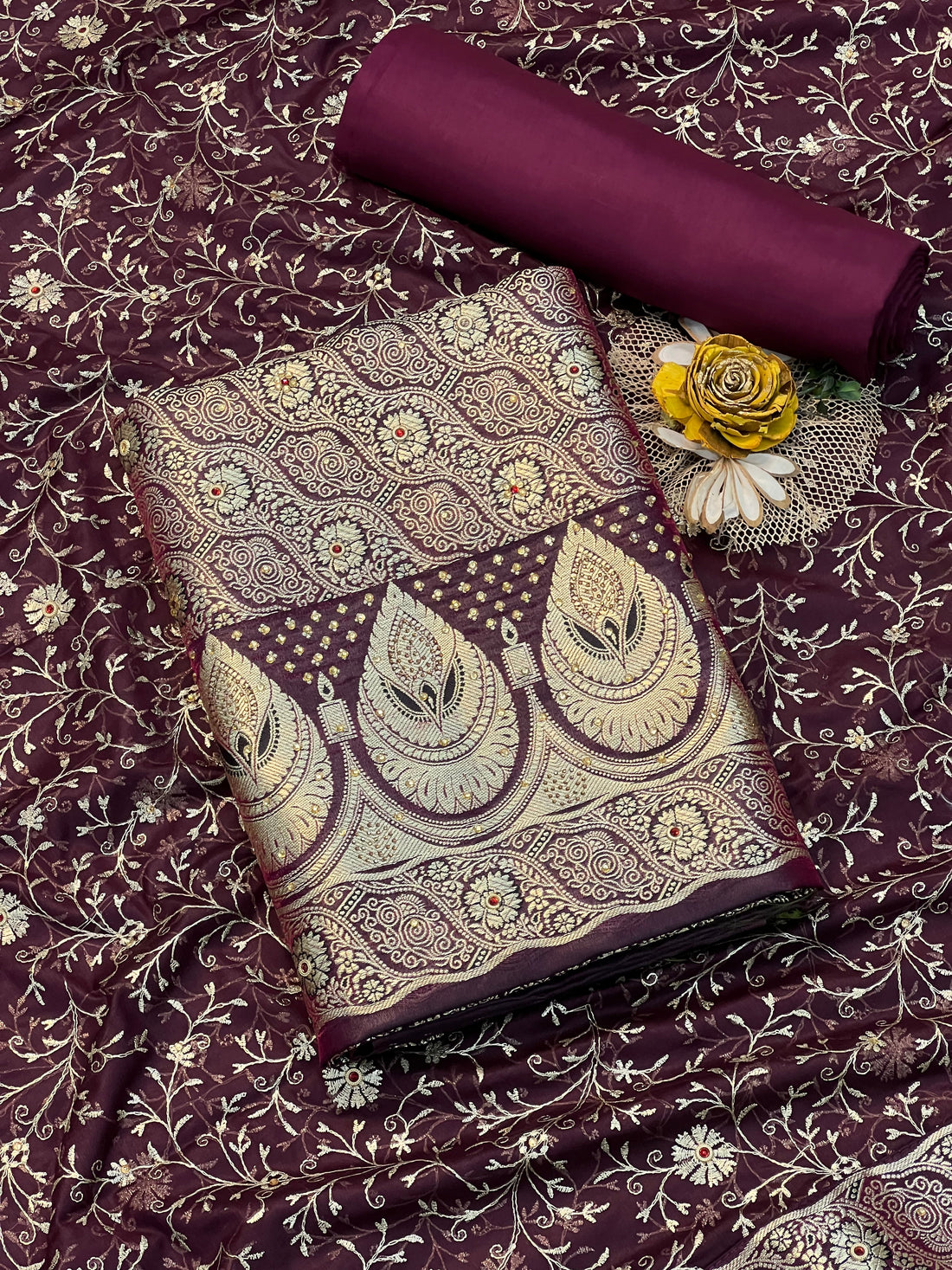 ✨ Regal Threads of Tradition: Discover Vaya Silk’s Banarasi Katan Suits &amp; Gararas