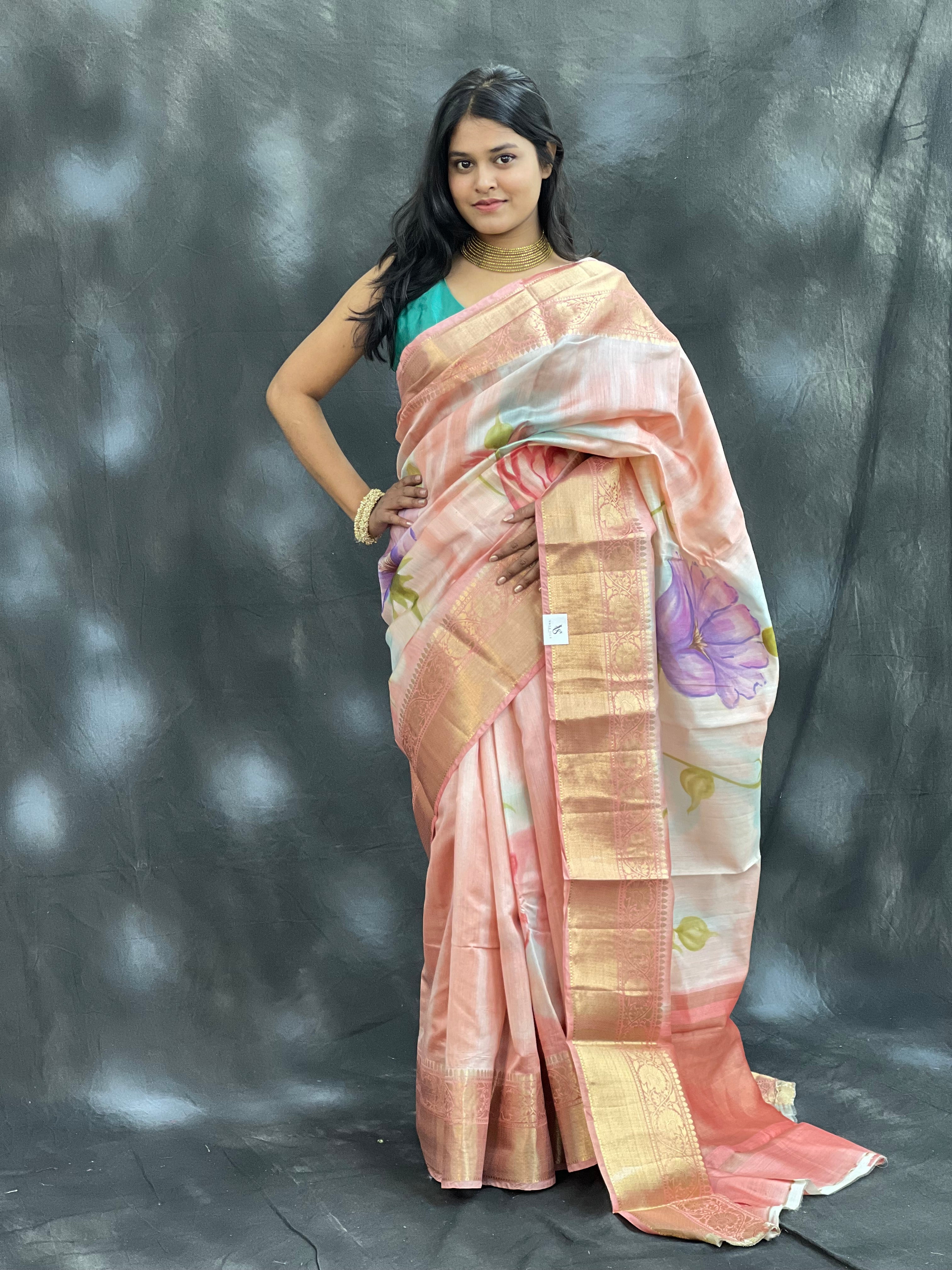 Fine Art Rare Pure Chiniya Silk Saree