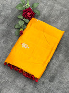 Golden Hue Pure Mango Silk Banarasi saree