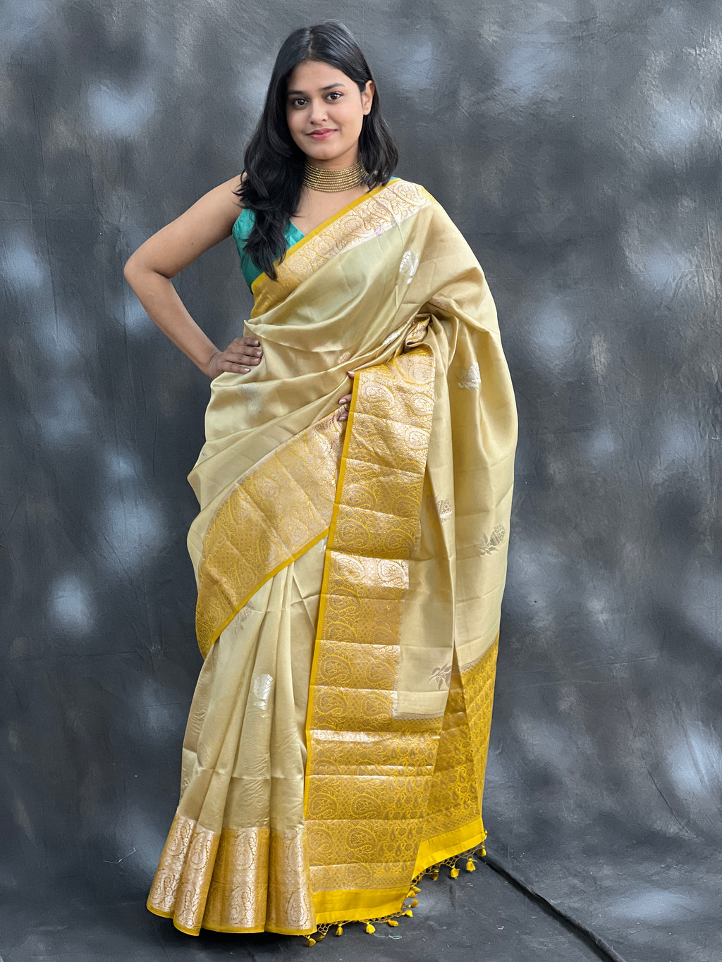 Golden Glow Pure Mango Silk Saree