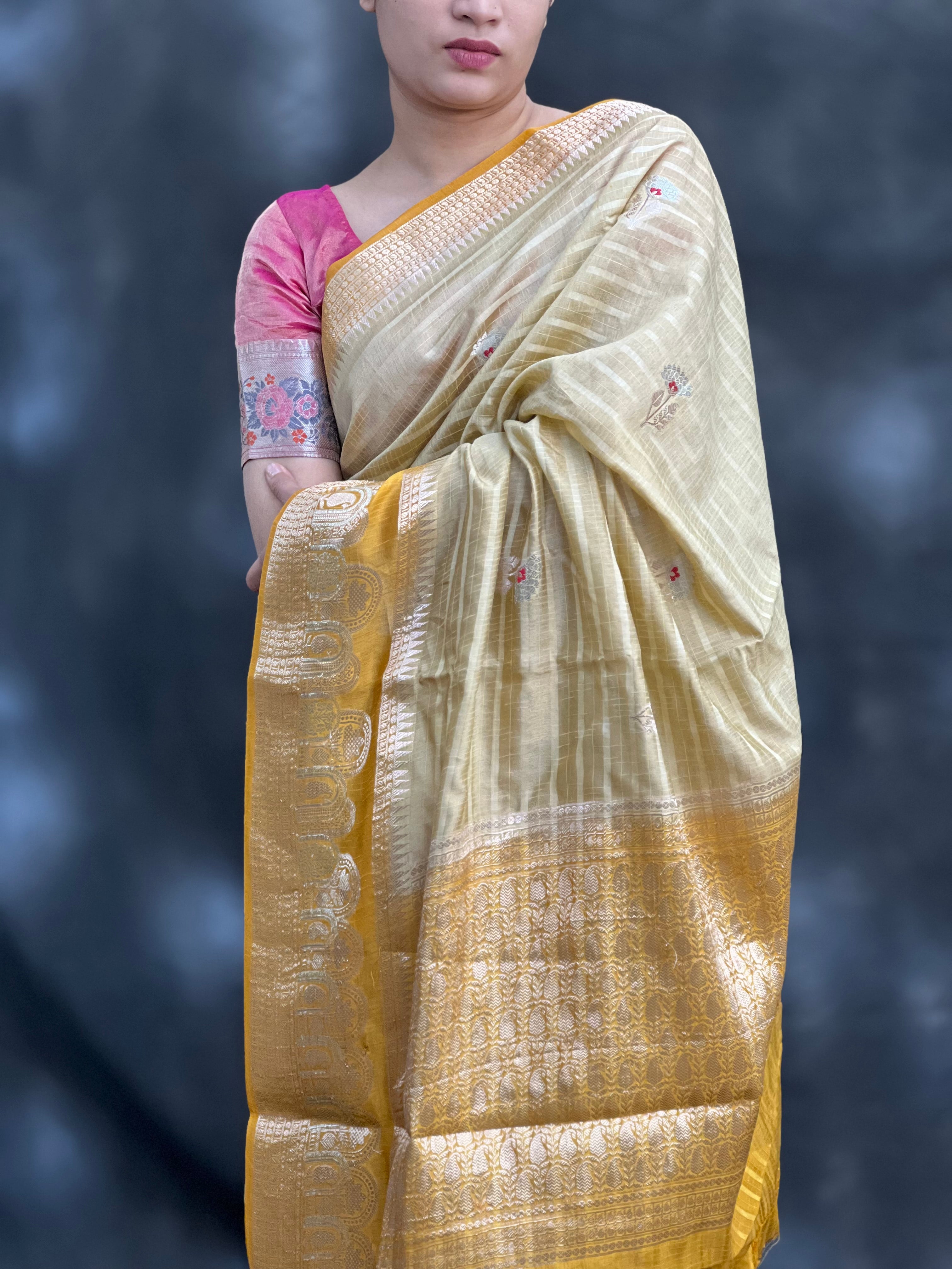 Charming Green Mango Silk Saree