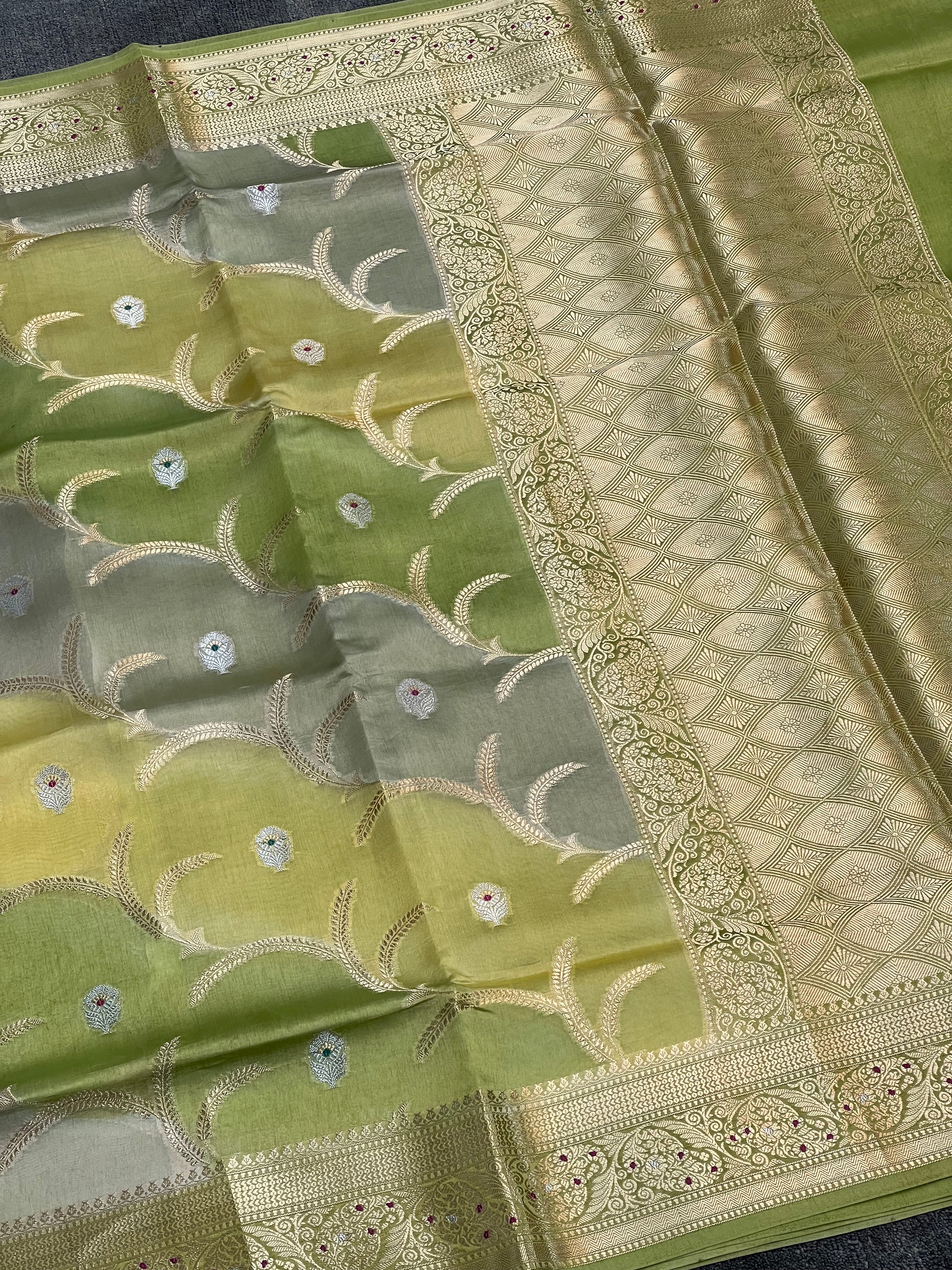 Rare Banarasi Green Mango Silk Saree
