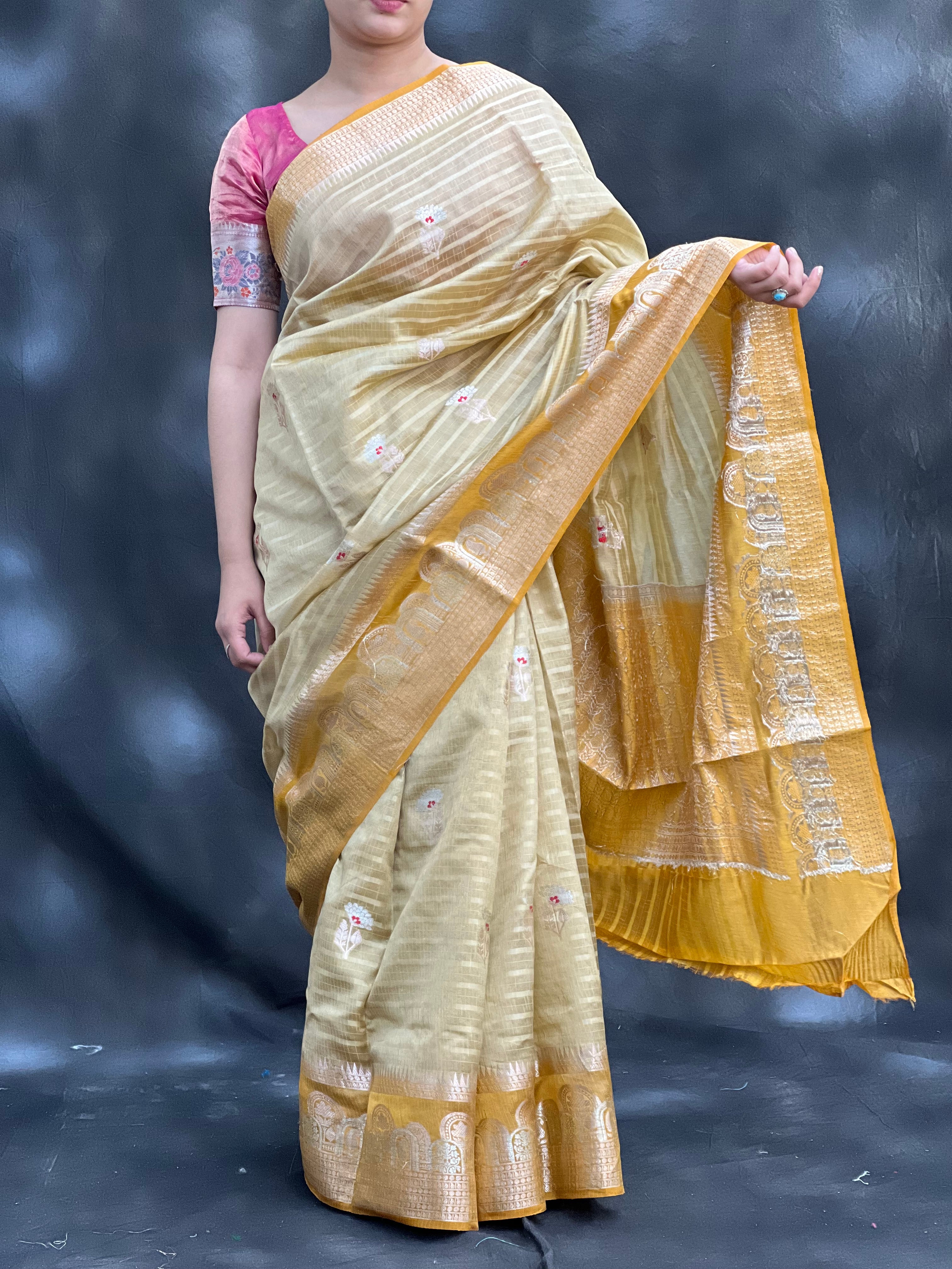 Charming Green Mango Silk Saree