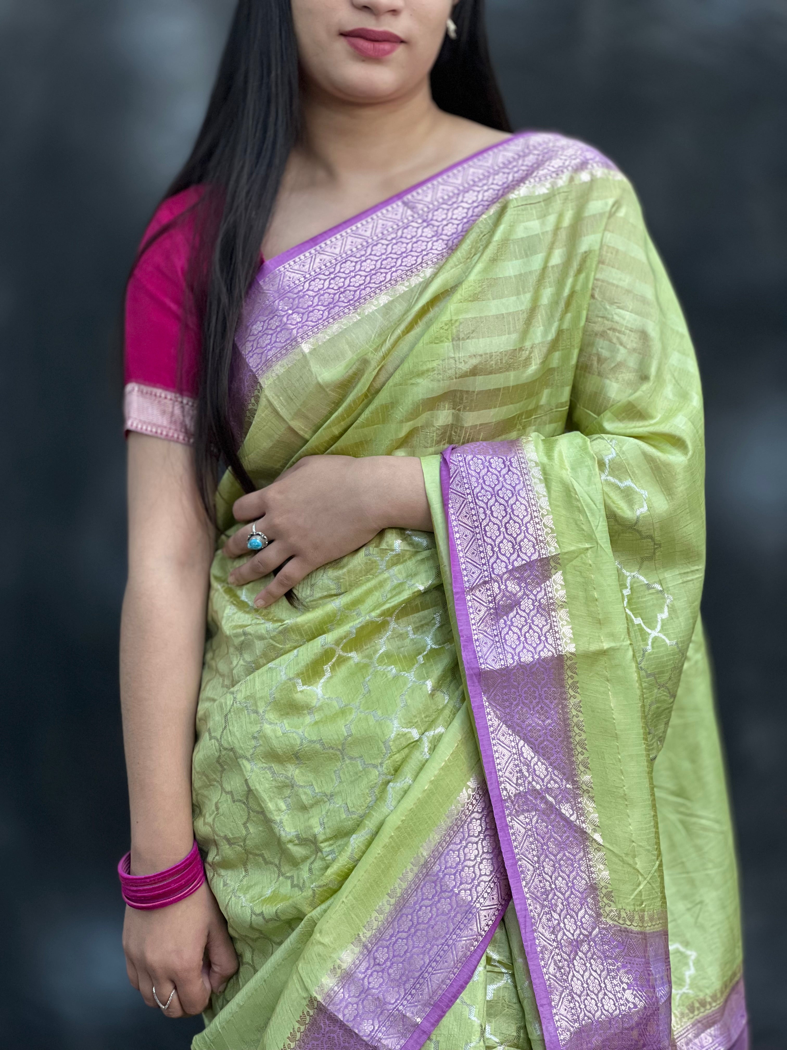 Elegant Green Mango Silk Saree