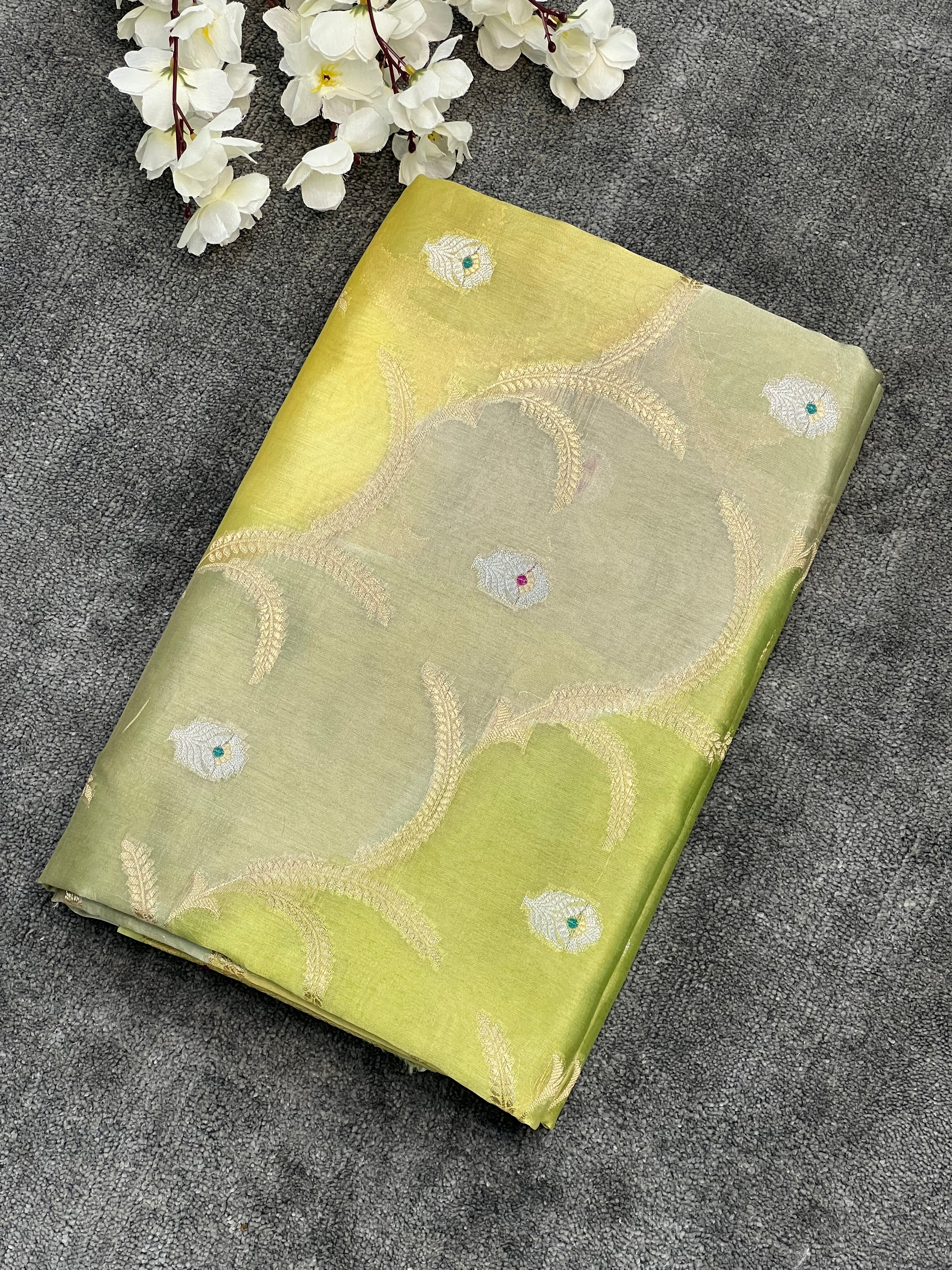 Rare Banarasi Green Mango Silk Saree