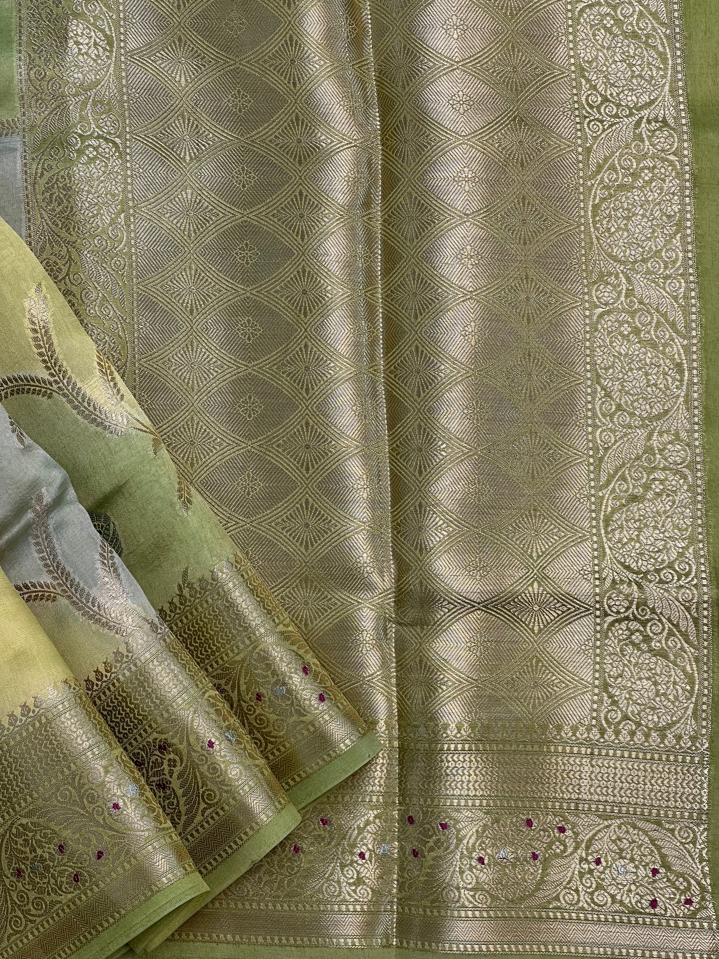 Rare Banarasi Green Mango Silk Saree