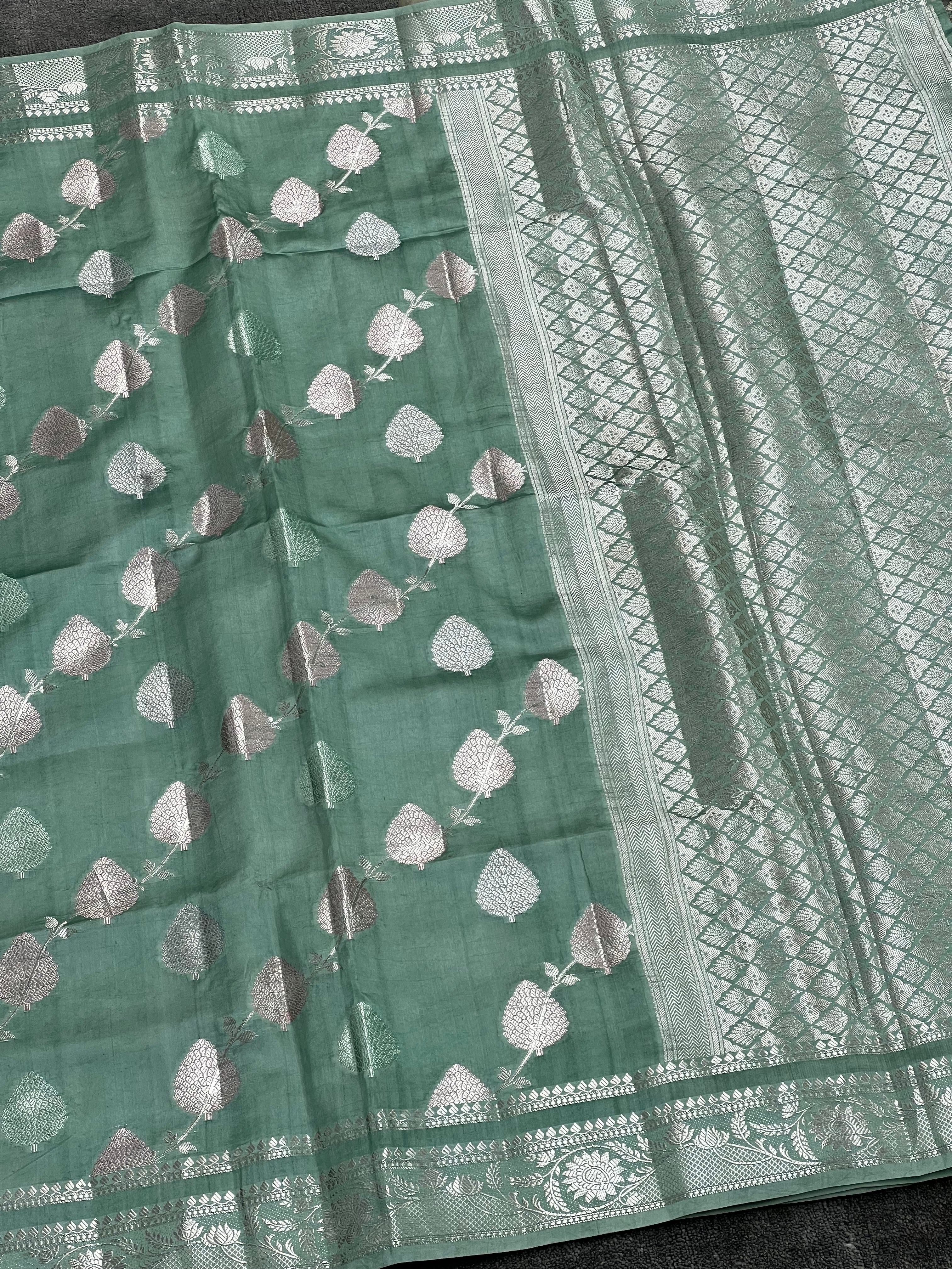 Emerald Green Pure Mango Silk Saree