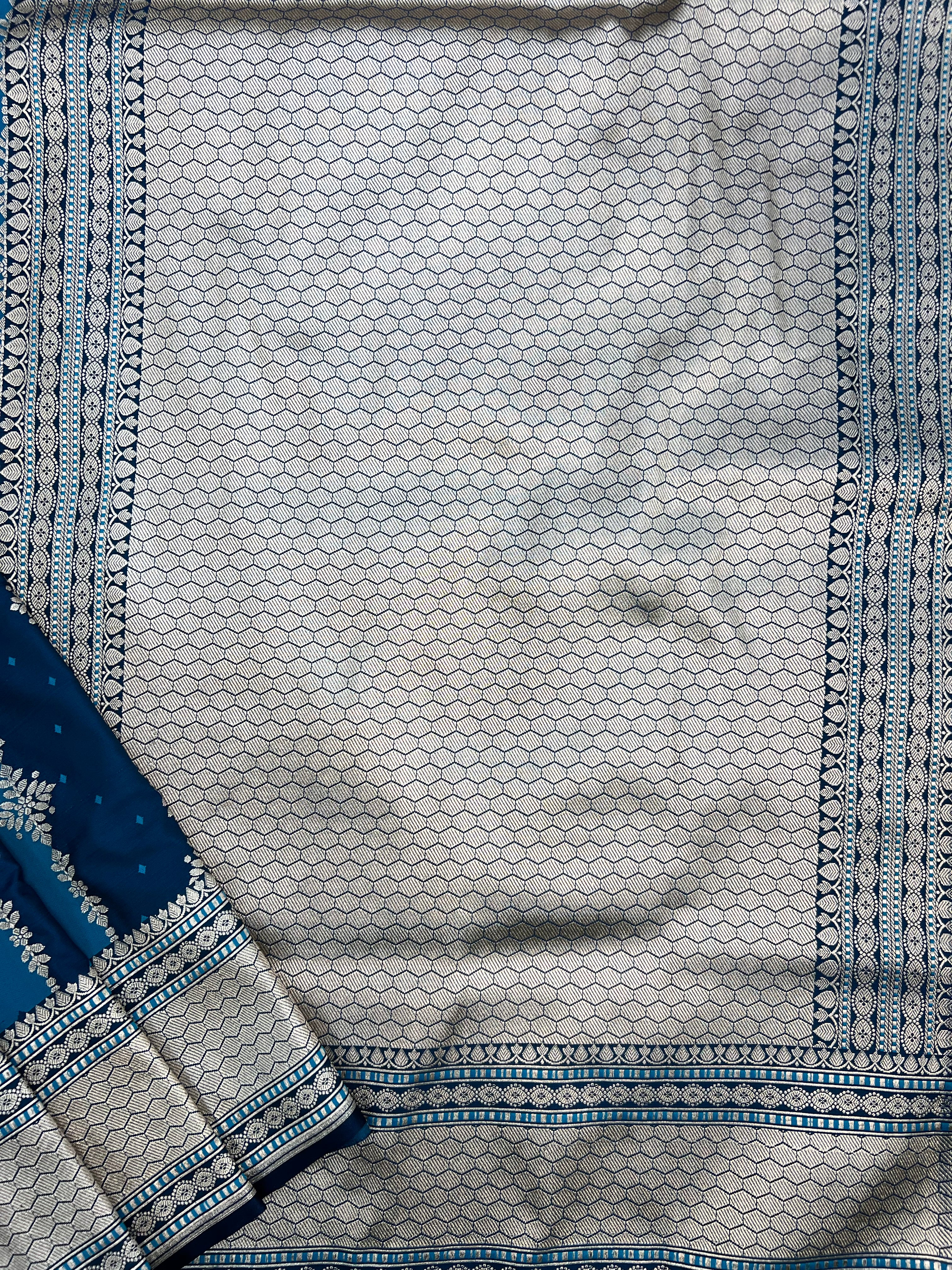 Stipe Motifs Mashru Katan Silk Saree