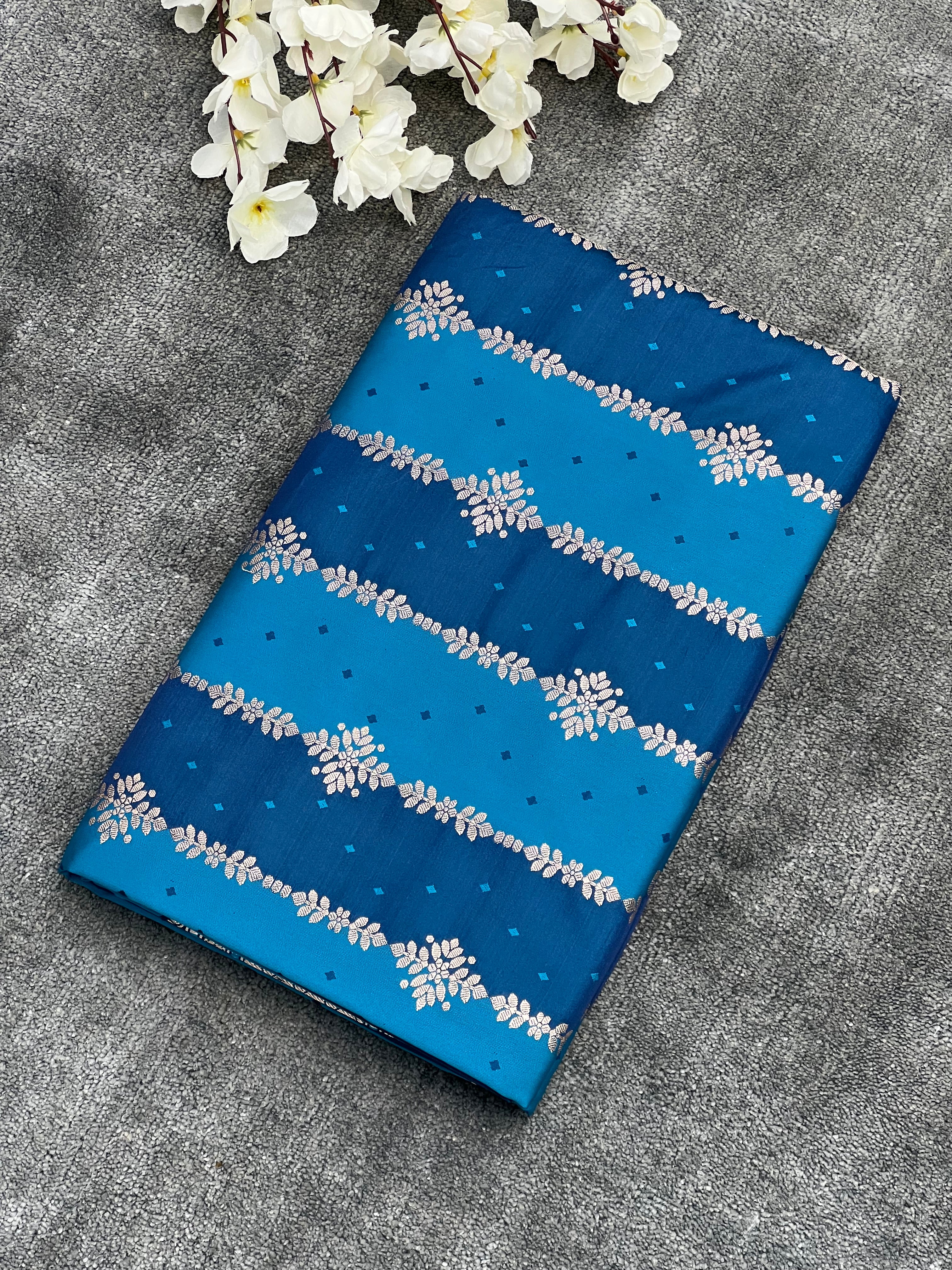 Stipe Motifs Mashru Katan Silk Saree