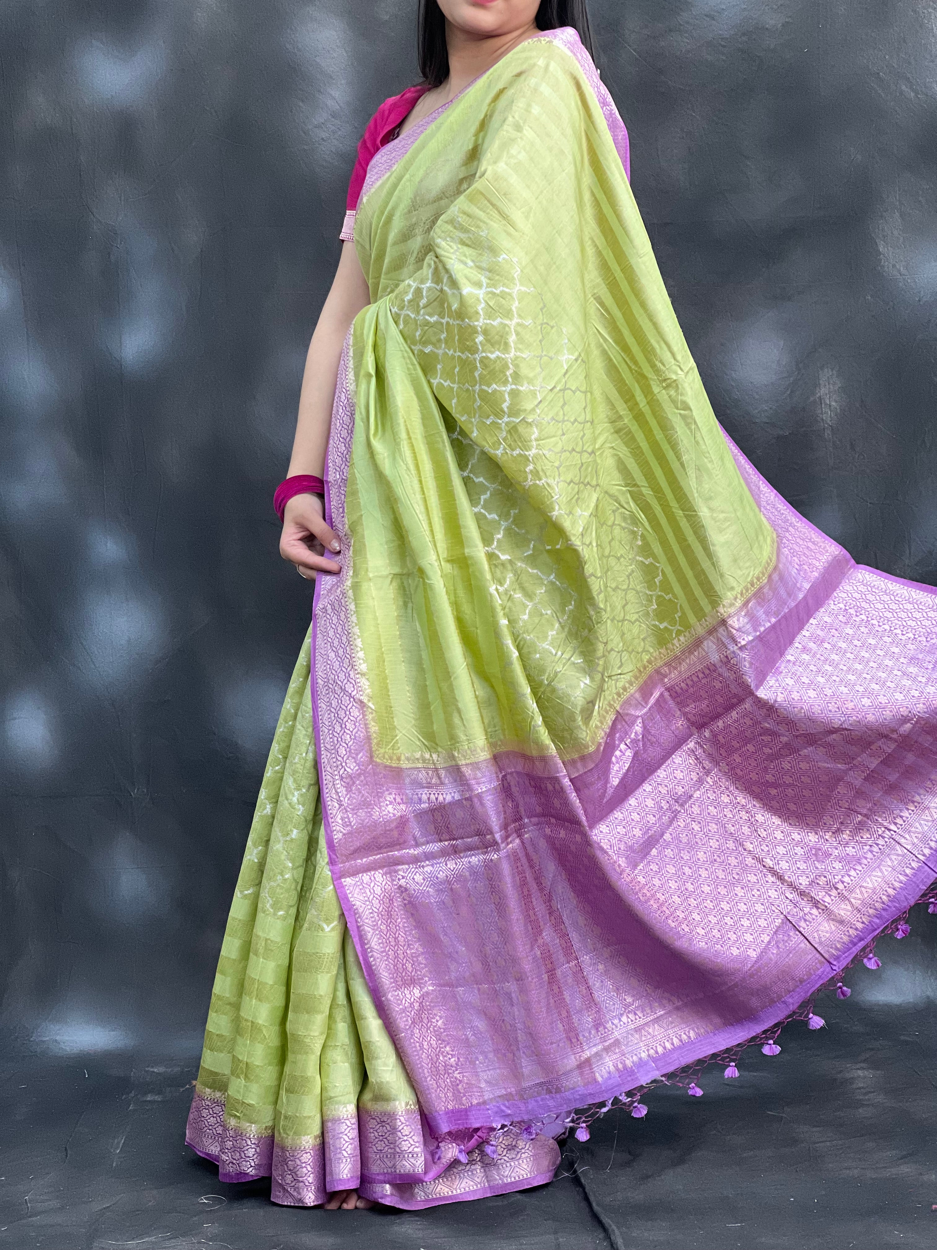 Elegant Green Mango Silk Saree