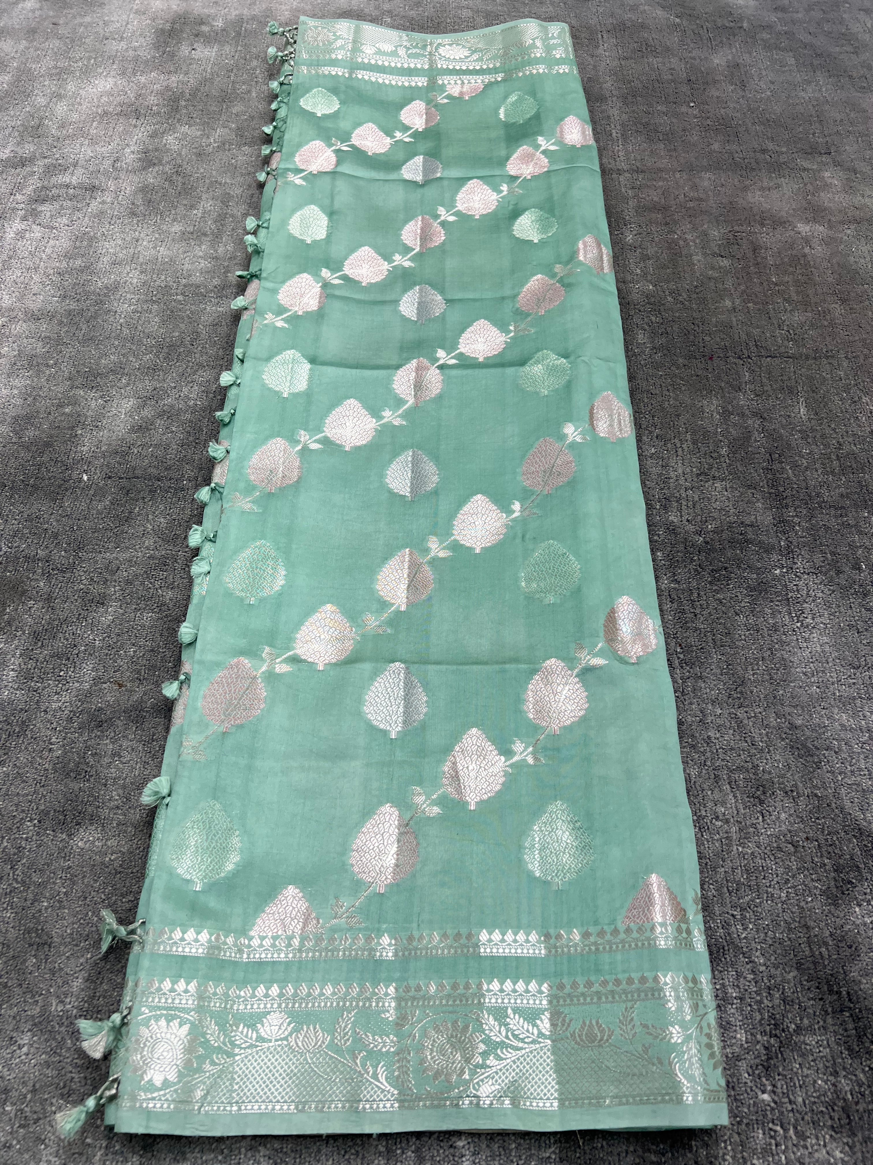 Emerald Green Pure Mango Silk Saree