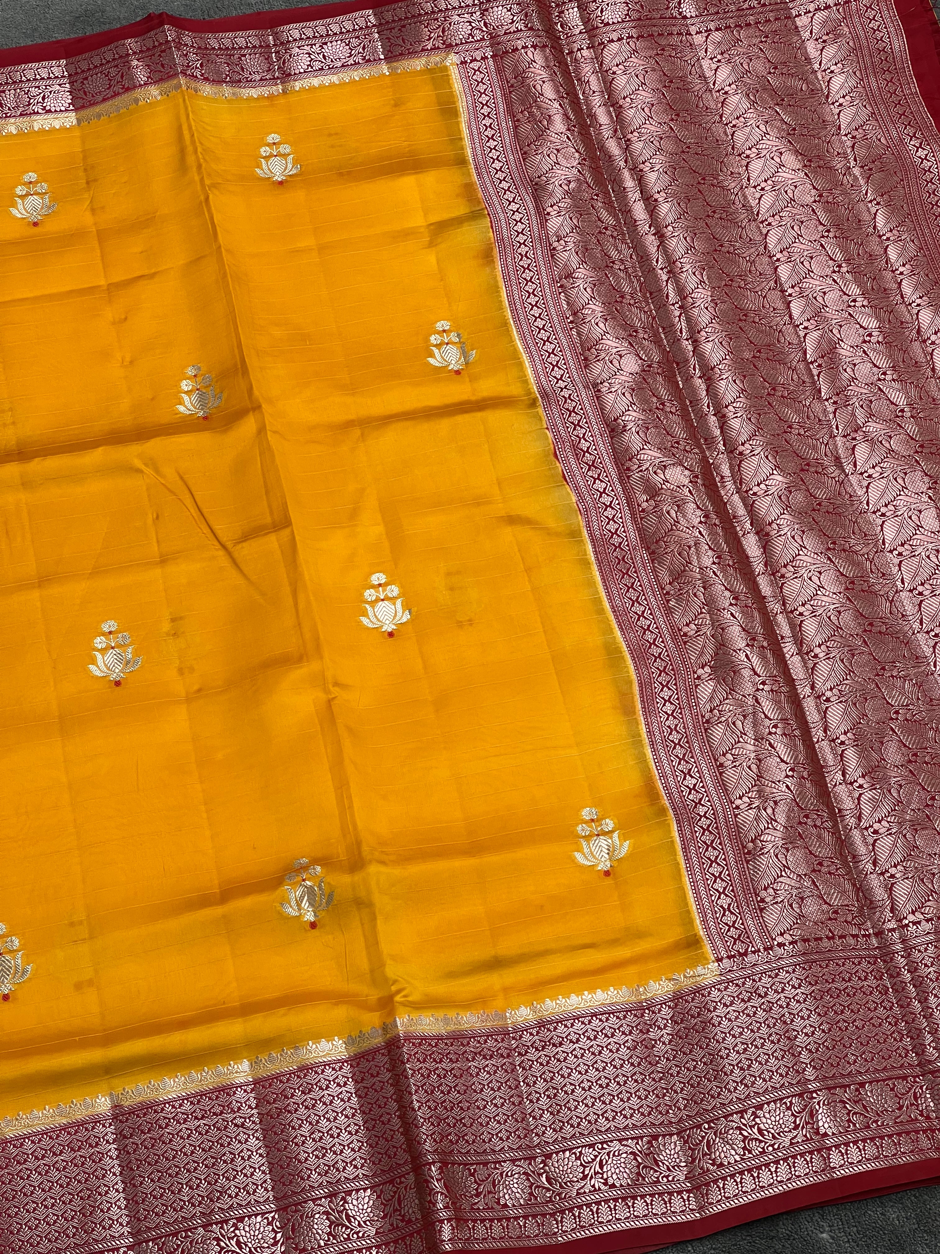 Golden Hue Pure Mango Silk Banarasi saree
