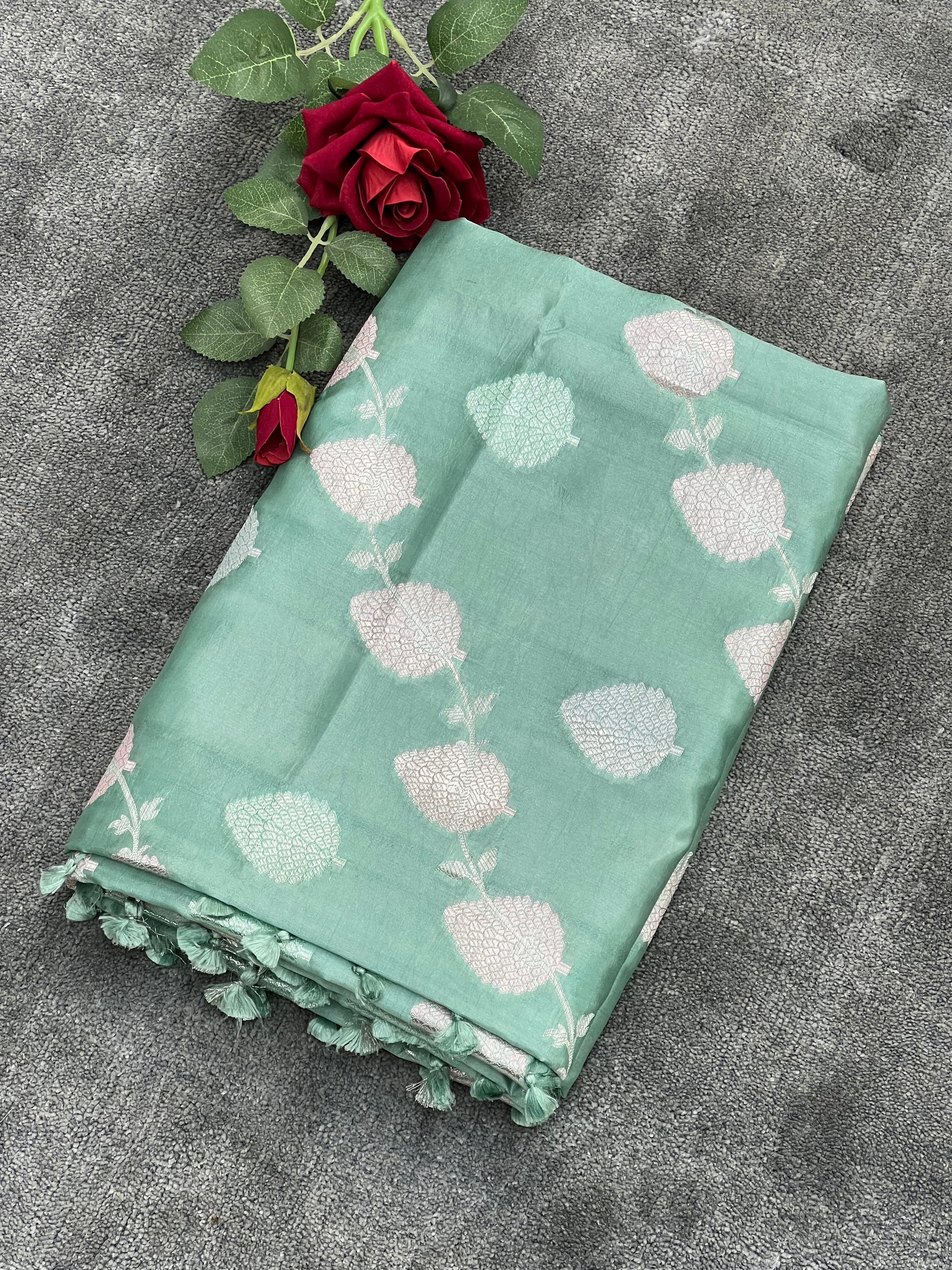 Emerald Green Pure Mango Silk Saree