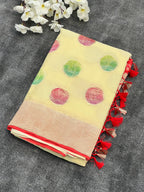 Rare Pure Chiffon Georgette Crushed Motifs Saree