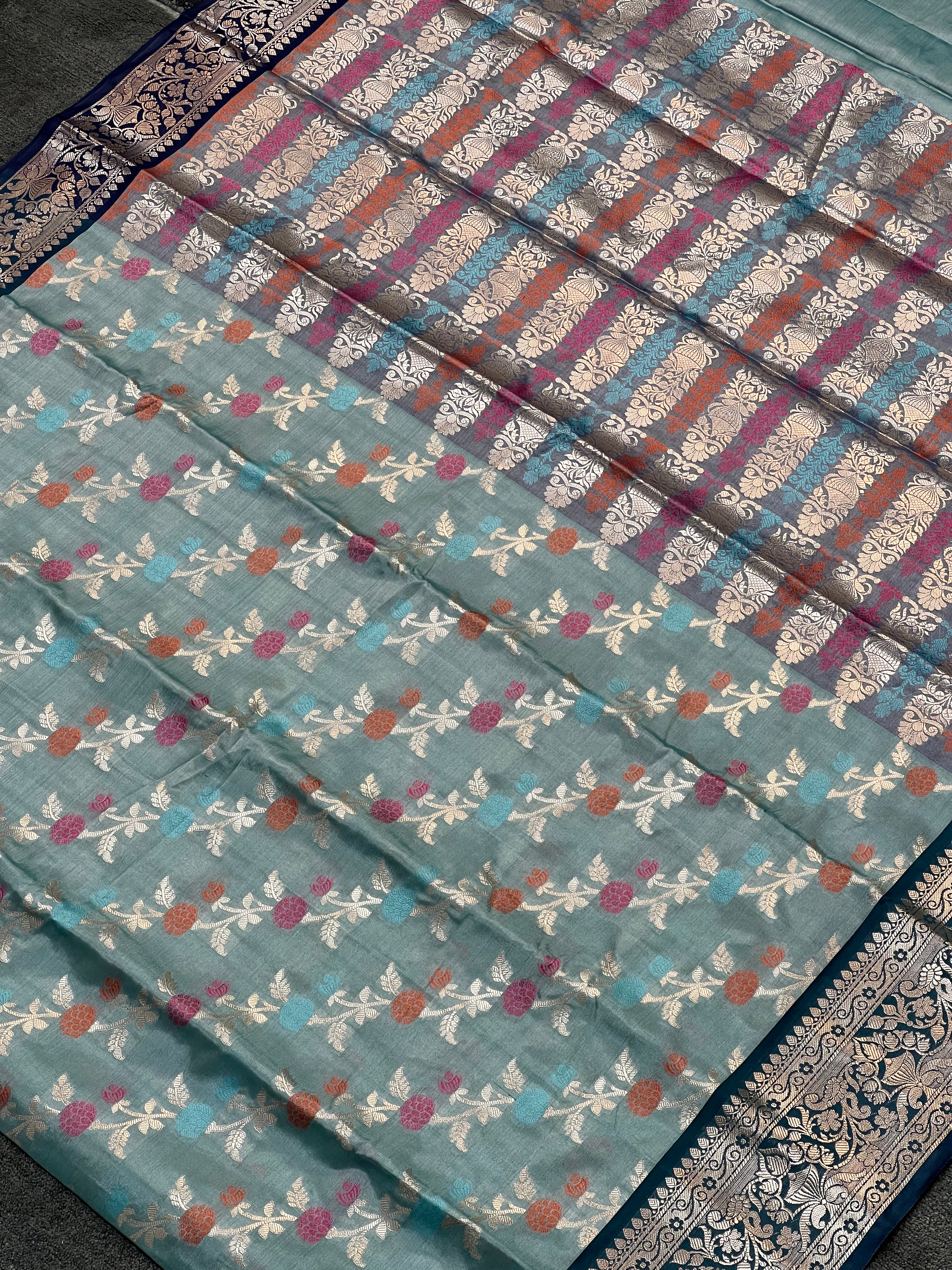 Banarasi Malai Silk Semi Pattu Saree