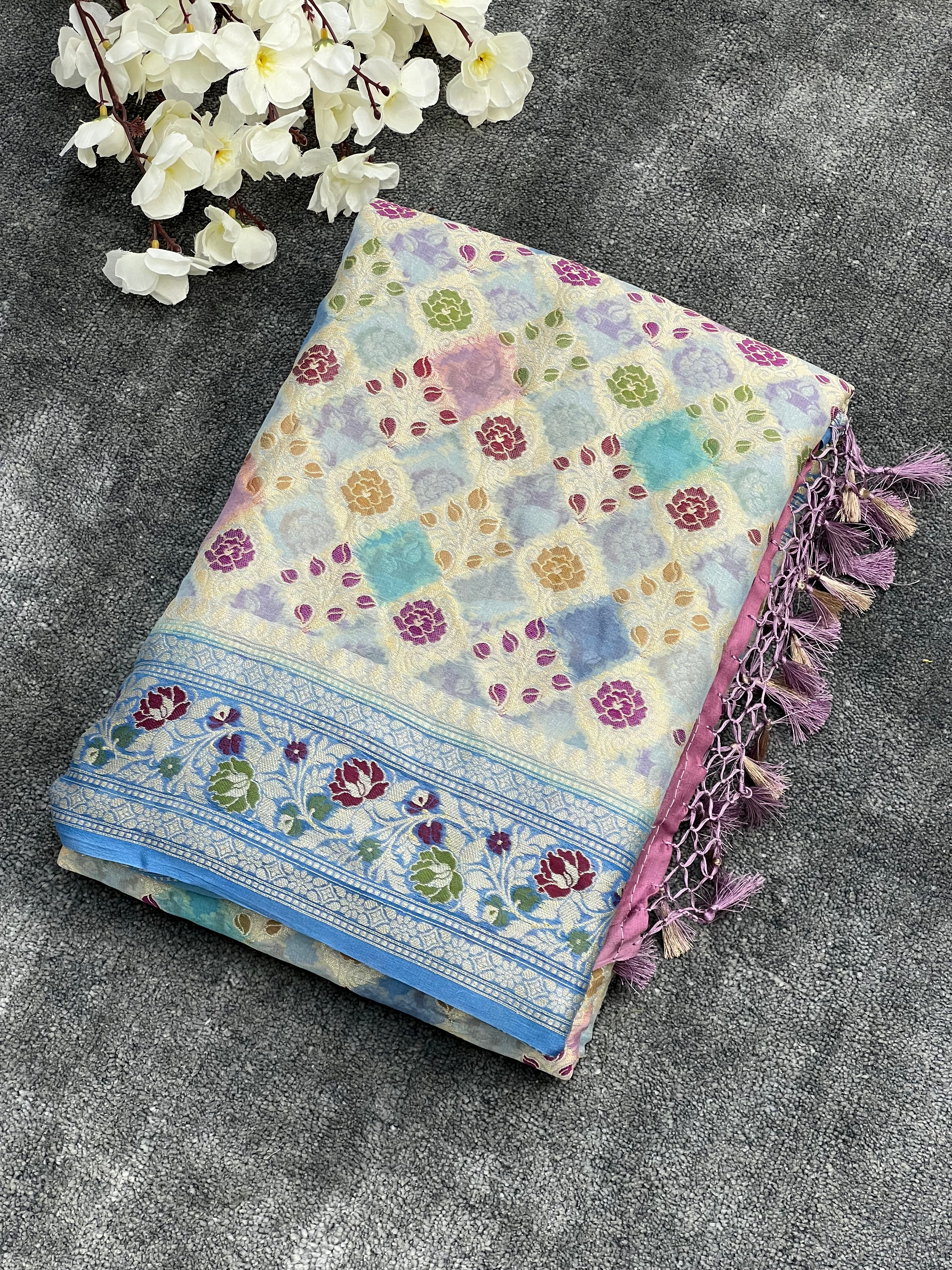 Pure Khaddi Chiffon Silk Saree